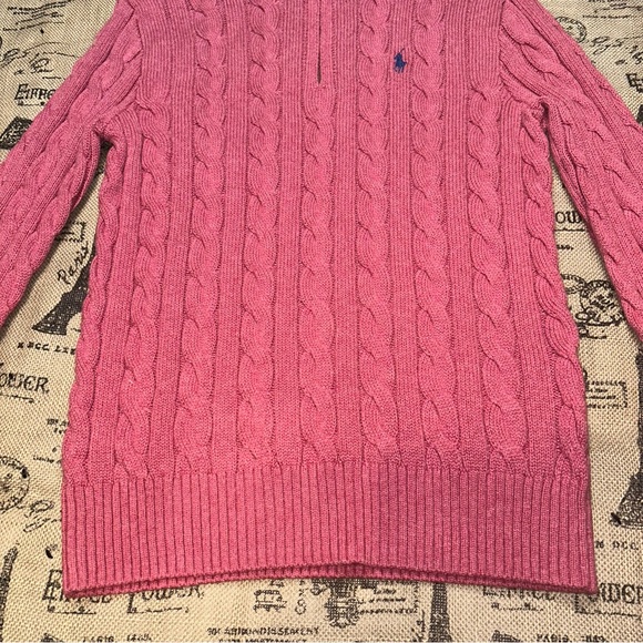 Polo Ralph Lauren NWT! Men'S Old Pink Cable-Knit Cotton Quarter-Zip Sweater - Picture 6 of 15